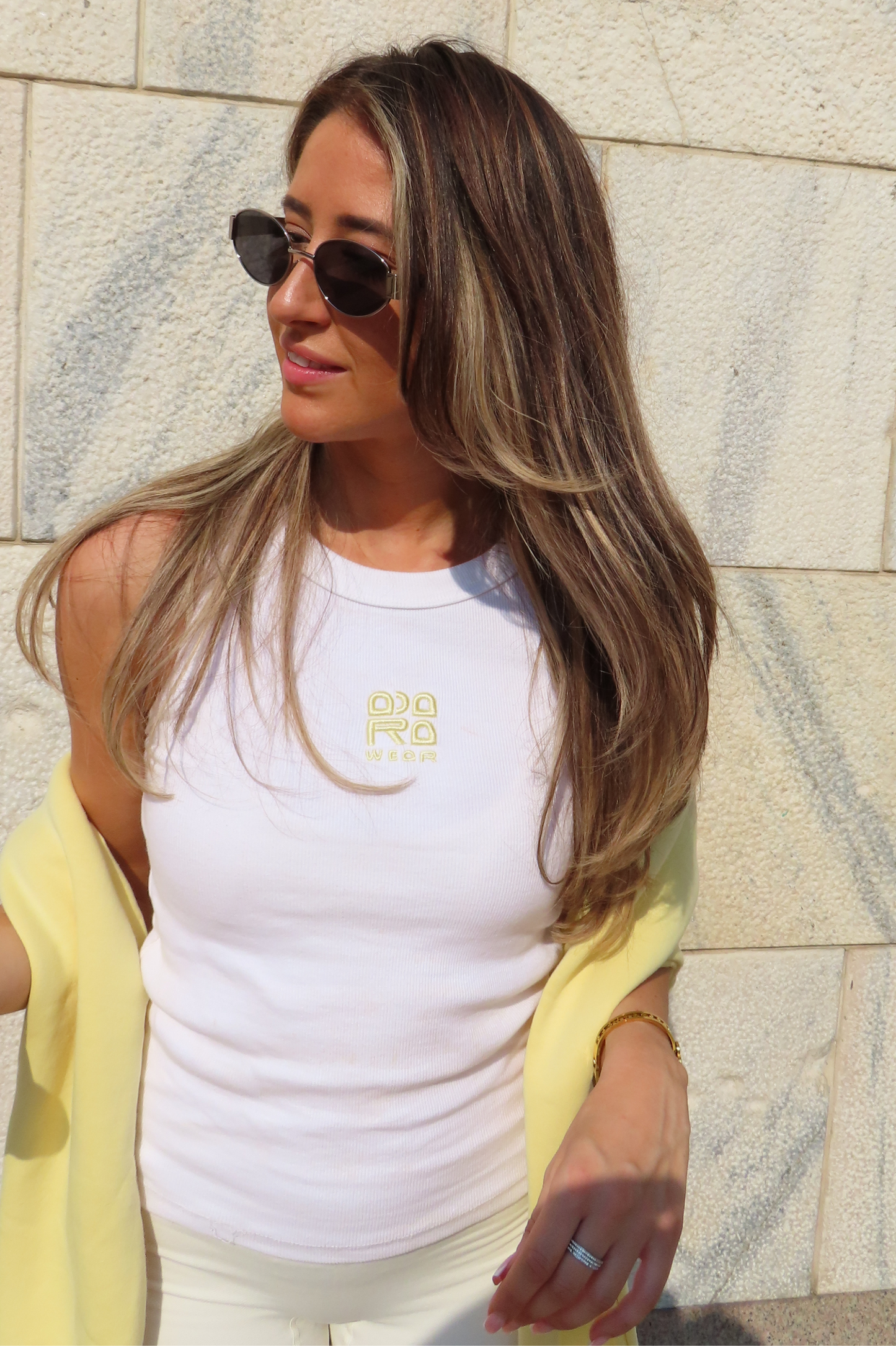 Adara embroidery ribbed tank top (Variants)