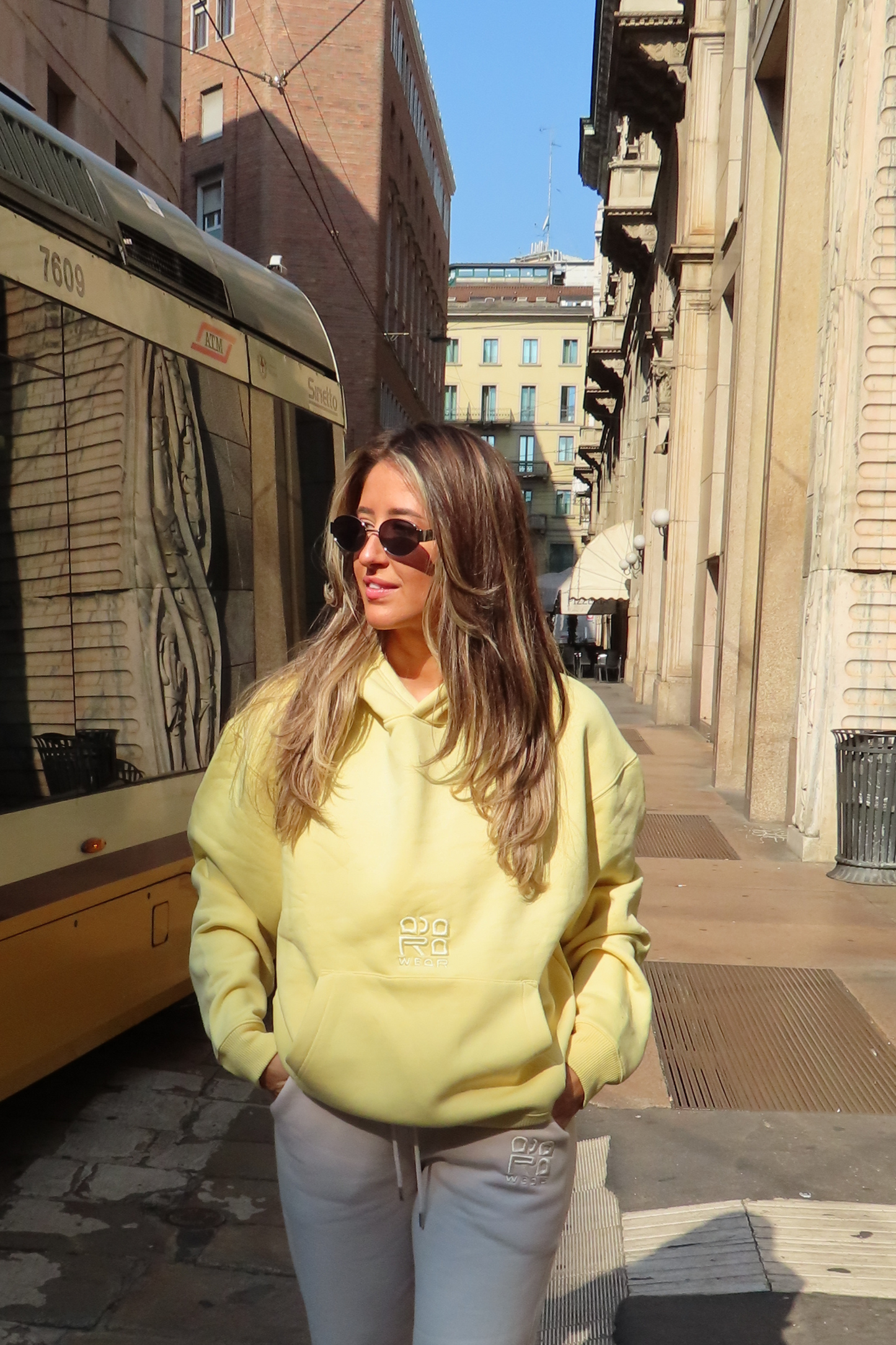 Adara Buttery Yellow embroidery hoodie