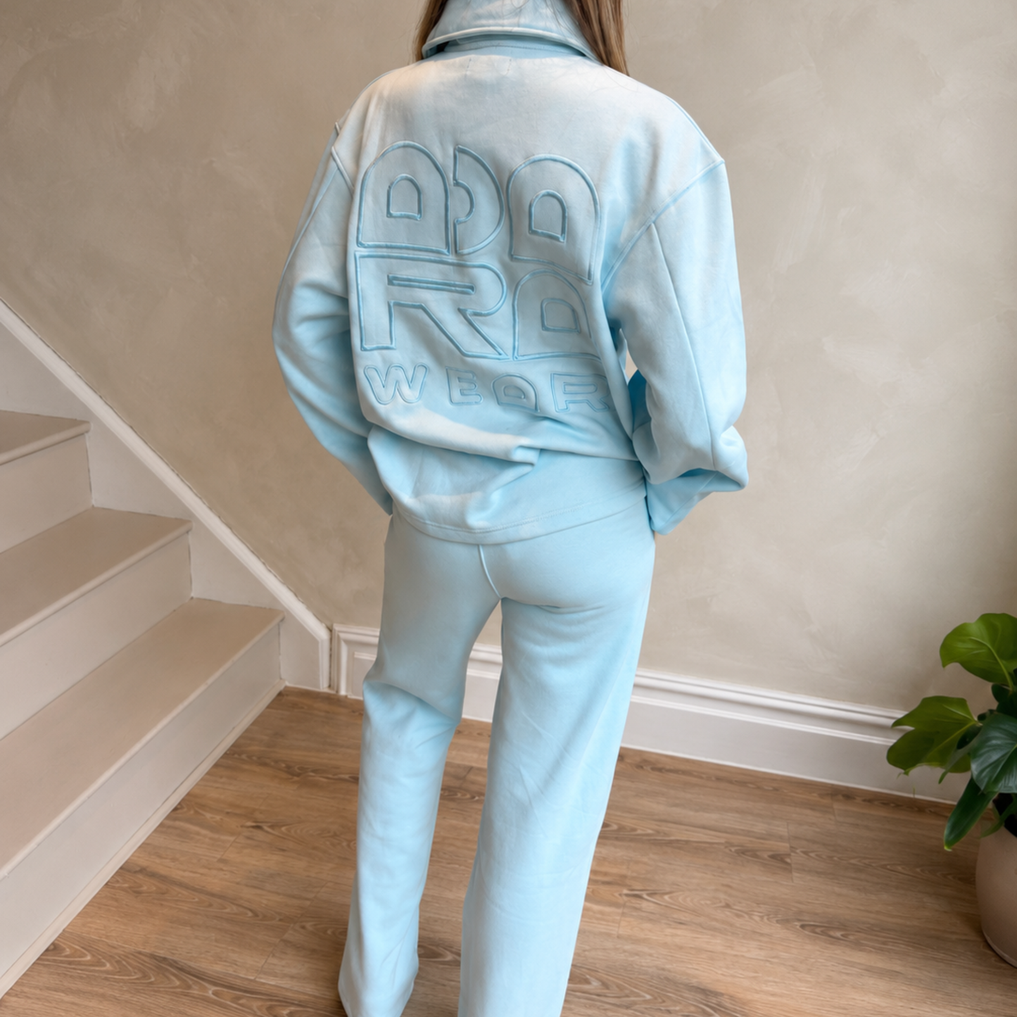 ADARA Wide Leg Joggers – Powder Blue