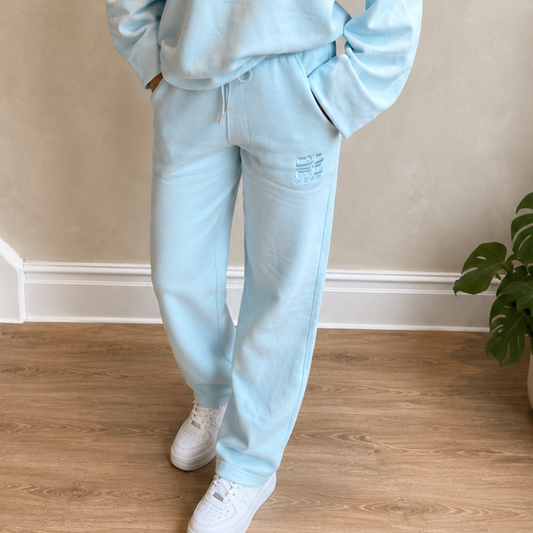 ADARA Wide Leg Joggers – Powder Blue