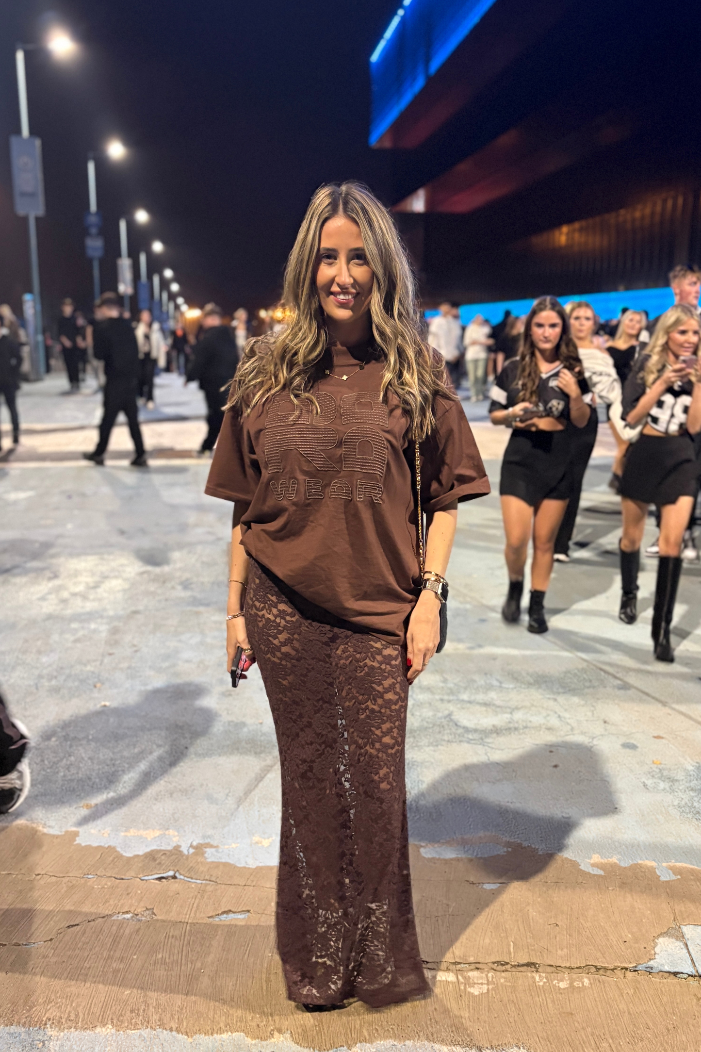 Brown Oversized embroidery t-shirt